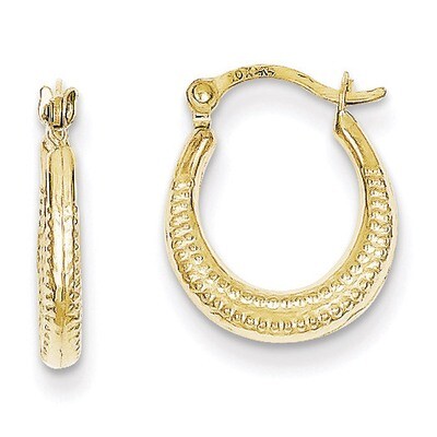 Scalloped Textured Hollow Hoop Earrings 10k Gold 10TC360, MPN: 10TC360, 883957393353