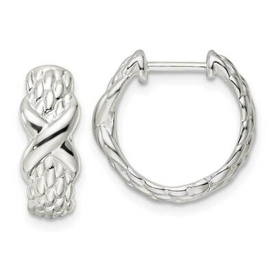 x Basket Weave Hinged Hoop Earrings Sterling Silver Polished QE15954, MPN: QE15954, 196904152409