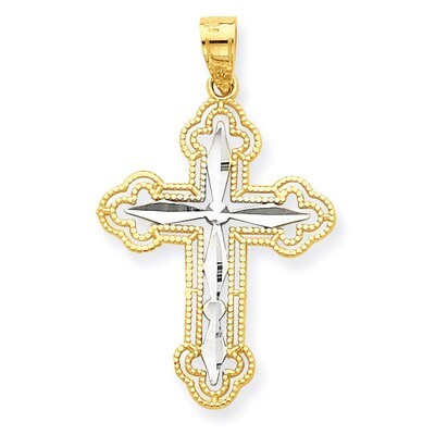 Diamond-Cut Cross Pendant 10K Gold &amp; Rhodium 10C1128, MPN: 10C1128, 886774019918