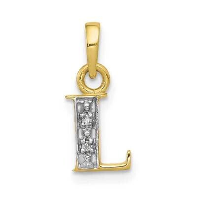 Diamond Initial L Charm 10k Gold and Rhodium 10YC250L, MPN: 10YC250L,