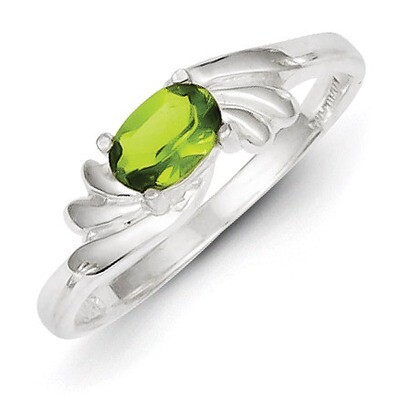 Lime Green Oval Diamond Ring Sterling Silver QR4360, MPN: QR4360, 883957545912