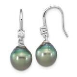 9-10mm Tahitian Saltwater Pearl CZ Diamond Earrings Sterling Silver Rhodium-Plated QE16381, MPN: QE…