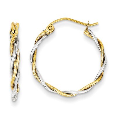 Polished1.8mm Twisted Hoop Earrings 14k Two-Tone Gold TE229, MPN: TE229, 883957476964