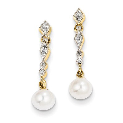 5-6mm Cultured Pearl &amp; Diamond Earrings 14K Gold &amp; Rhodium XE1802P/A, MPN: XE1802P/A, 886774125930