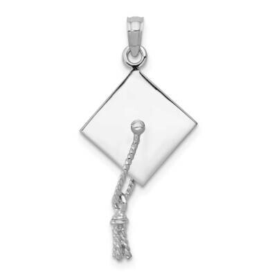 Graduation Cap with Moveable Tassle Charm 14k White Gold 3-D C2229W, MPN: C2229W, 637218125937