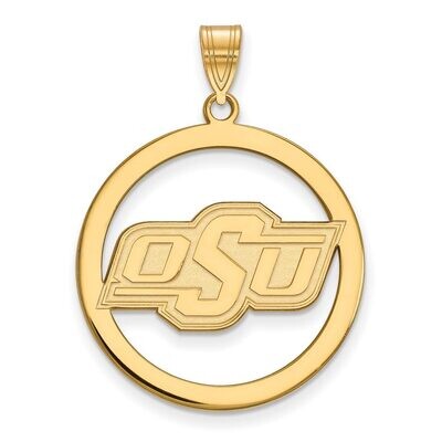 Oklahoma State University L Pendant in Circle Gold-plated Silver GP033OKS, MPN: GP033OKS, 886774935…