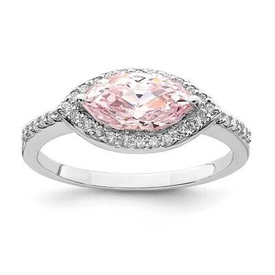 10x5 Pink Marquise CZ Diamond Ring Sterling Silver Rhodium-plated QR7050, MPN: QR7050,