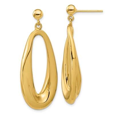 Hollow Oval Hollow Post Dangle Earrings 14k Gold Polished TF2165, MPN: TF2165, 883957993614