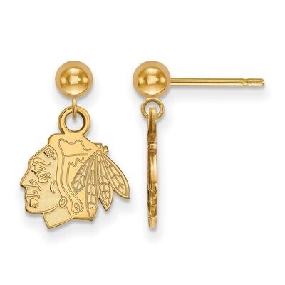 Chicago Blackhawks Earring Dangle Ball 14k Yellow Gold 4Y010BLA, MPN: 4Y010BLA, 886774869773