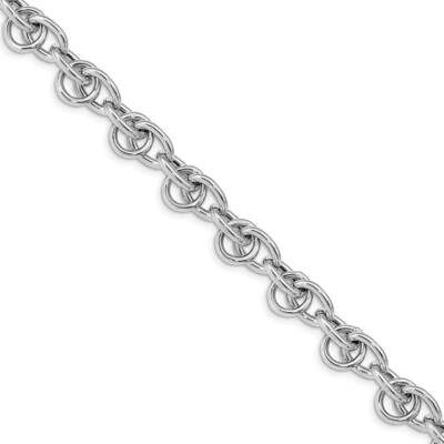 Leslie&#39;s Polished Fancy Link Bracelet Sterling Silver Rhodium-plated HB-QLF1145-7.5, MPN: QLF1145-7…