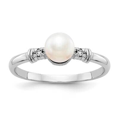 5mm Fw Cultured Pearl Aaa Diamond Ring 14k White Gold Y1860PL/AAA, MPN: Y1860PL_AA, 191101547843