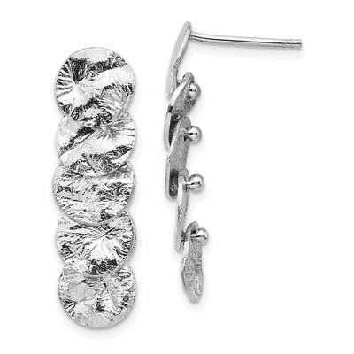 Leslie&#39;s Textured Post Dangle Earrings Sterling Silver Rhodium-plated Polished HB-QLE1262, MPN: QLE…