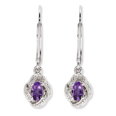 February Amethyst Earrings Sterling Silver Diamond QBE12FEB, MPN: QBE12FEB, 886774187563