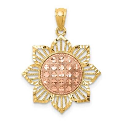Sunflower Pendant 14k Two-Tone Gold Diamond-cut C4569, MPN: C4569, 883957605173