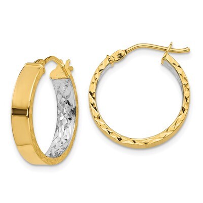 Leslie&#39;s White Rhodium Polished Diamond-cut Hoop Earrings 14k Gold HB-LE1802, MPN: LE1802, 19110173…