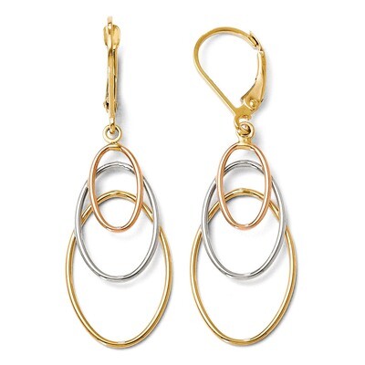 Leslie&#39;s Tri-color Dangle Leverback Earrings - 14k Gold HB-LE608, MPN: LE608, 886774639130