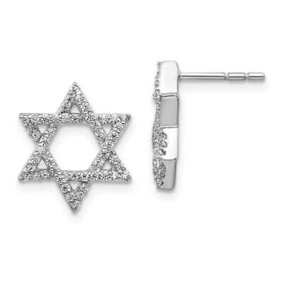 Star Of David Earrings 14k White Gold Diamond EM3939-038-WA, MPN: EM3939-038-WA, 883957258782