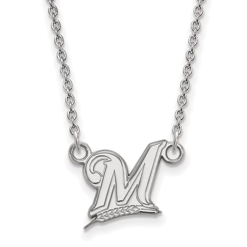 Milwaukee Brewers Small Pendant with Chain Necklace 10k White Gold 1W006BRE-18, MPN: 1W006BRE-18, 8…