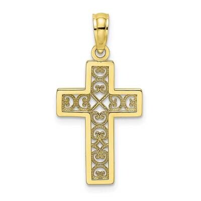 Lace Center Cross Charm 10k Gold Textured 10K8504, MPN: 10K8504, 63721812994