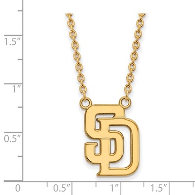 San Diego Padres Large Pendant with Chain Necklace Gold-plated Silver GP009PAD-18, MPN: GP009PAD-18…