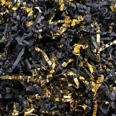 Black and Gold Metallic Color Mixed Crinkle Cut Shredded Paper JT5109-BKGD, MPN: JT5109-BKGD,