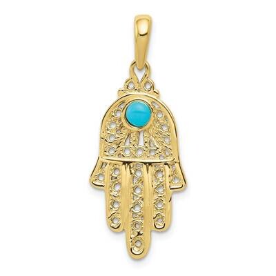 Turquoise Filigree Chamseh Pendant 10k Gold 10D1707, MPN: 10D1707,