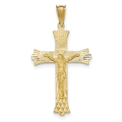 Satin and Diamond -cut Crucifix Pendant 14k Gold Polished K5552, MPN: K5552, 191101453250