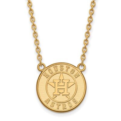 Houston Astros Large Pendant with Chain Necklace Gold-plated Silver GP009AST-18, MPN: GP009AST-18, …