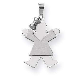 Small Girl with Bow on Left Engravable Charm 14k White Gold XK305, MPN: XK305, 883957446547