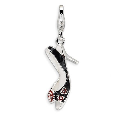 3-D Enameled High Heel Charm Sterling Silver QCC196 by Amore La Vita, MPN: QCC196, 883957331539