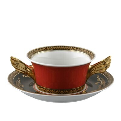 Versace Medusa Red Cream Soup Cup and Saucer 6 3/4 Inch 10 oz., MPN: 19300-409605-10420, 7909550251…
