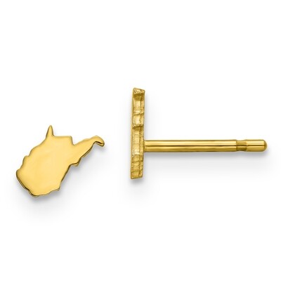 West Virginia State Small Earrings 14k Yellow Gold Engravable XNE50Y-WV, MPN: XNE50Y-WV, 8867747593…