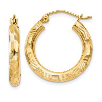 Hoop Earrings 14k Gold Textured TF555, MPN: TF555, 886774731650
