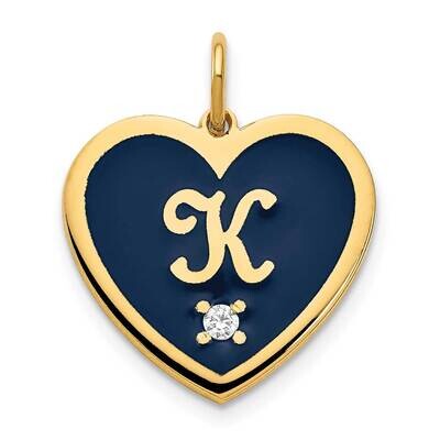 Monogram Initial Epoxied Heart with Diamond Charm 14k Gold XNA1165Y, MPN: XNA1165Y,