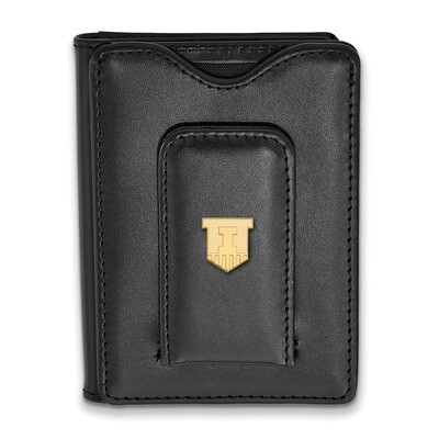 University of Illinois Black Leather Wallet Gold-plated Sterling Silver GP053UIL-W1, MPN: GP053UIL-…