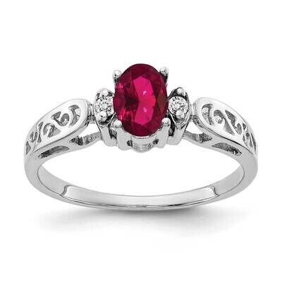 6x4mm Oval Created Ruby Aaa Diamond Ring 14k White Gold X9735CR/AAA, MPN: X9735CR_AA, 883957644899