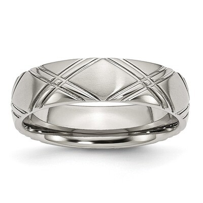 Criss-cross Design 6mm Brushed and Polished Band Stainless Steel SR114 Engravable, MPN: SR114, 8867…