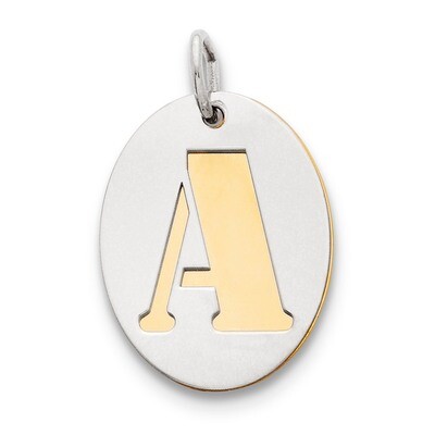 Initial A Double Plate Oval Charm Sterling Silver QC7911A, MPN: QC7911A,
