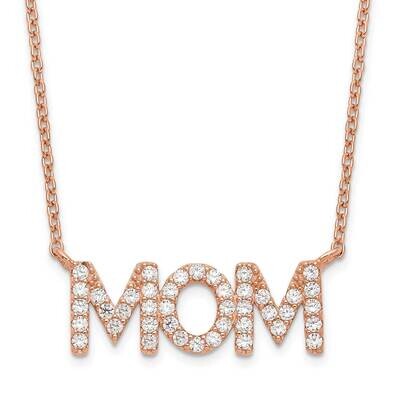 Rose-Tone CZ Diamond Mom 18 Inch Necklace Sterling Silver Polished QG6096-18, MPN: QG6096-18, 19690…