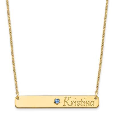 Personalized Bar with 18k Gold Bezel Birthstone Necklace 10k White Gold 10XNA980W, MPN: 10XNA980W,