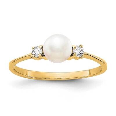5mm Freshwater Cultured Pearl Diamond Ring 14k Gold X9754PL_AA, MPN: X9754PL_AA, 191101376184