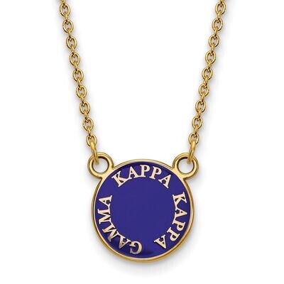 Kappa Kappa Gamma Extra Small Enameled Pendant with 18 Inch Chain Gold-plated Silver GP012KKG-18, M…