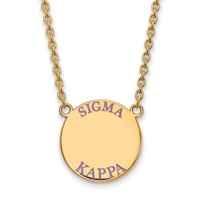 Sigma Kappa Small Enameled Pendant with 18 Inch Chain Gold-plated Silver GP015SKP-18, MPN: GP015SKP…