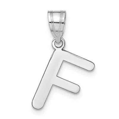 Bubble Letter F Initial Pendant 14k White Gold Polished YC1441WF, MPN: YC1441WF, 196904087541