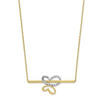 Leslie&#39;s Butterfly Bar Necklace 10k Gold Rhodium-plated Polished Diamond-cut HB-10LF605-18, MPN: 10…