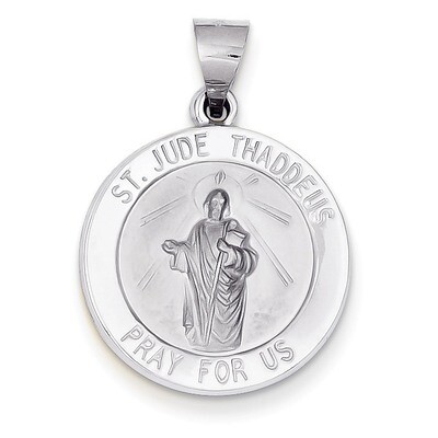 Polished and Satin Saint Jude Thaddeus Medal Pendant 14k White Gold XR1347, MPN: XR1347, 8867746194…