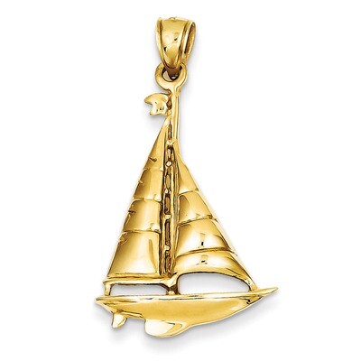 Sailboat Pendant 14k Gold Polished C2471, MPN: C2471, 637218061181