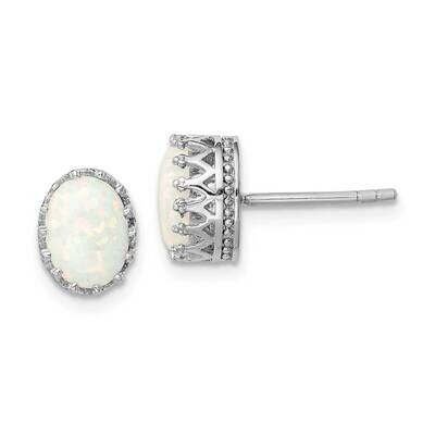 6mm Polished Oval Created Opal Post Earrings Sterling Silver Rhodium-plated QE14259, MPN: QE14259, …