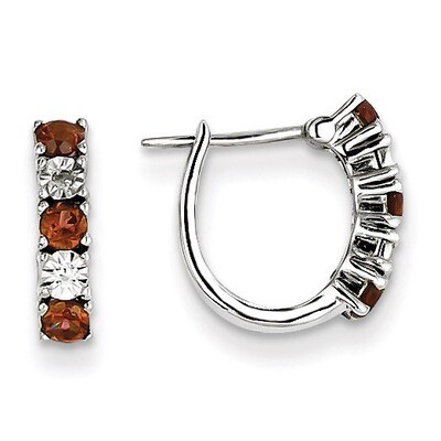 Garnet &amp; Diamond Earrings Sterling Silver QE10209GA, MPN: QE10209GA, 883957460451