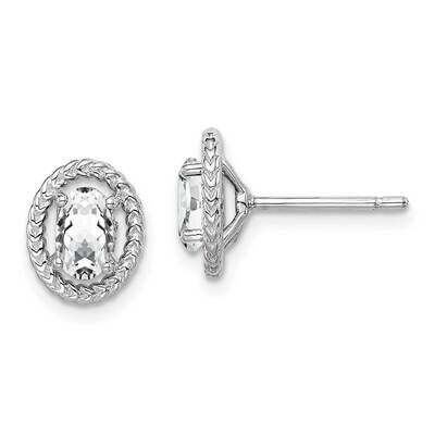 White Topaz Oval Post Earrings Sterling Silver Rhodium Plated QE14494APR, MPN: QE14494APR, 88395760…